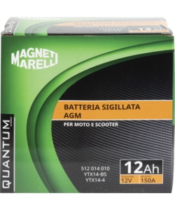 MAGNETI MARELLI BATTERIA MOTO E SCOOTER 12AH 12V 150A TECNOLOGIA AGM SIGILLATA POLO POSITIVO SINISTRO